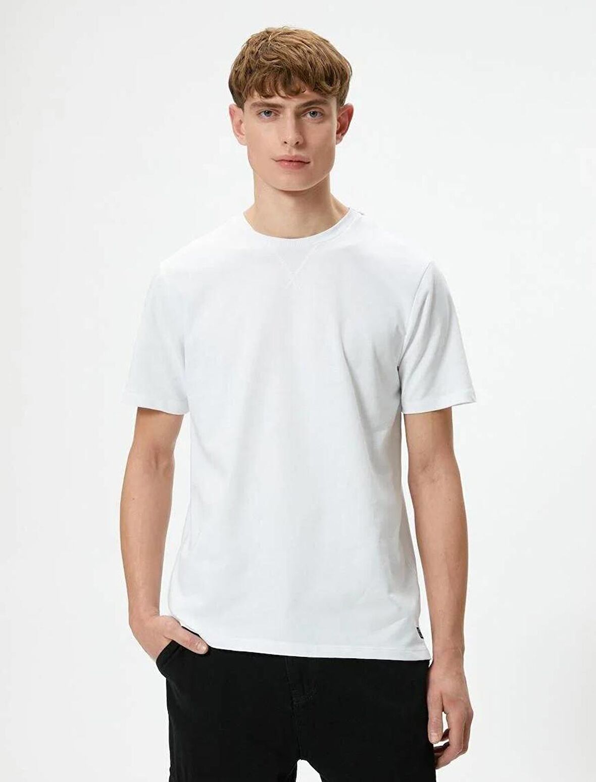 4SAM10081HK Koton Erkek T-shirt BEYAZ
