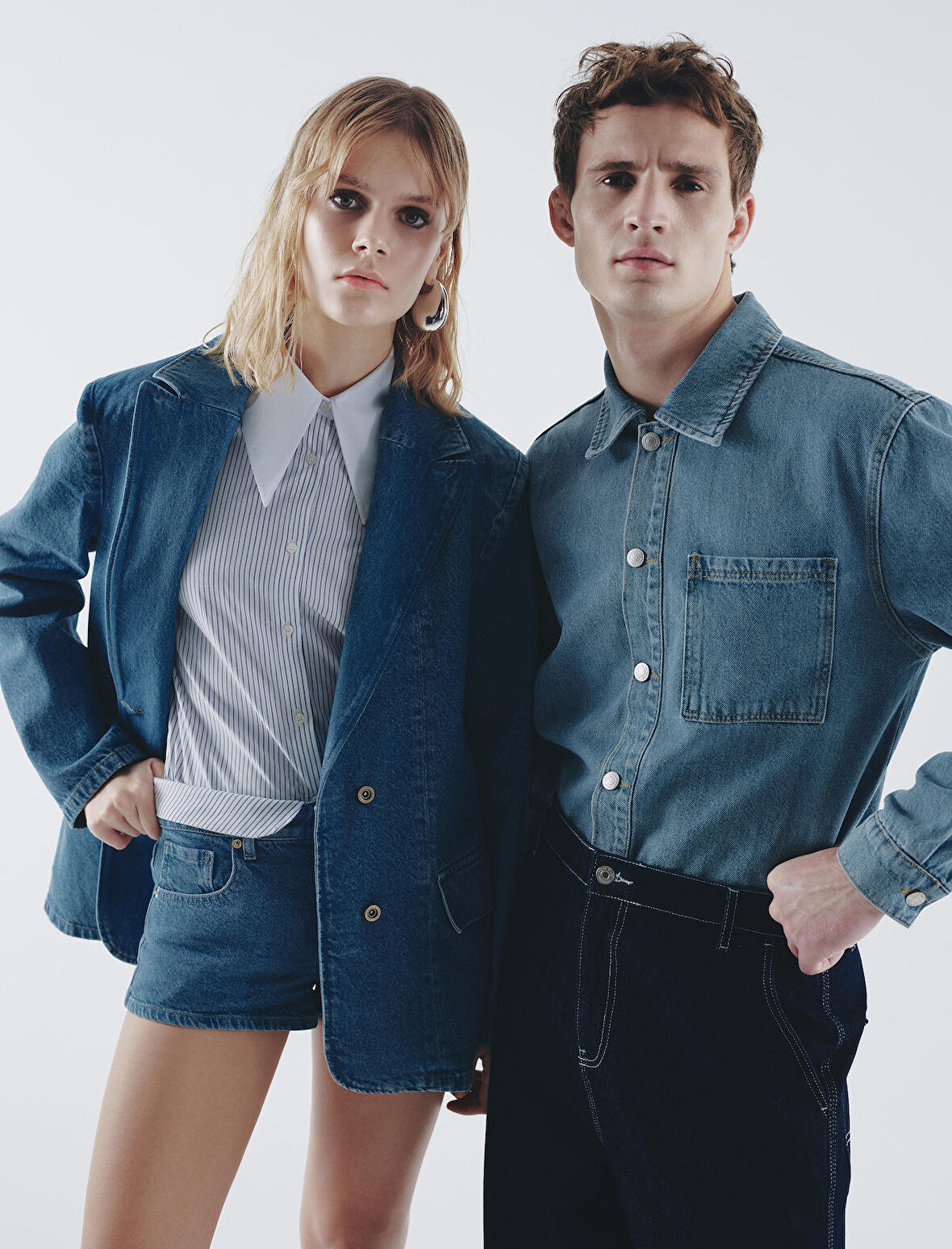 Kot Gömlek Ceket Cep Detaylı Düğmeli Klasik Yaka