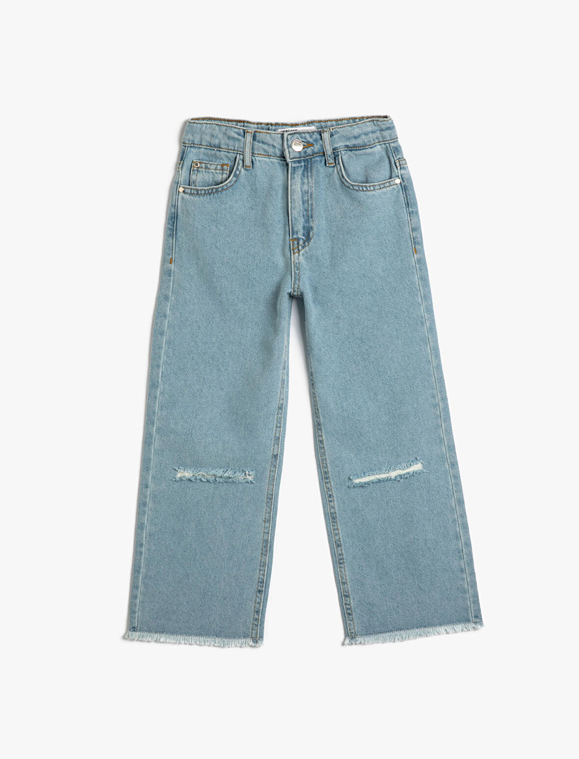 Kot Pantolon Düz Paça Cepli Pamuklu - Boyfriend Jean