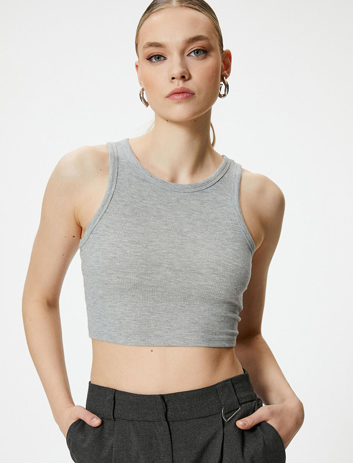 Crop Atlet Ribanalı Bisiklet Yaka