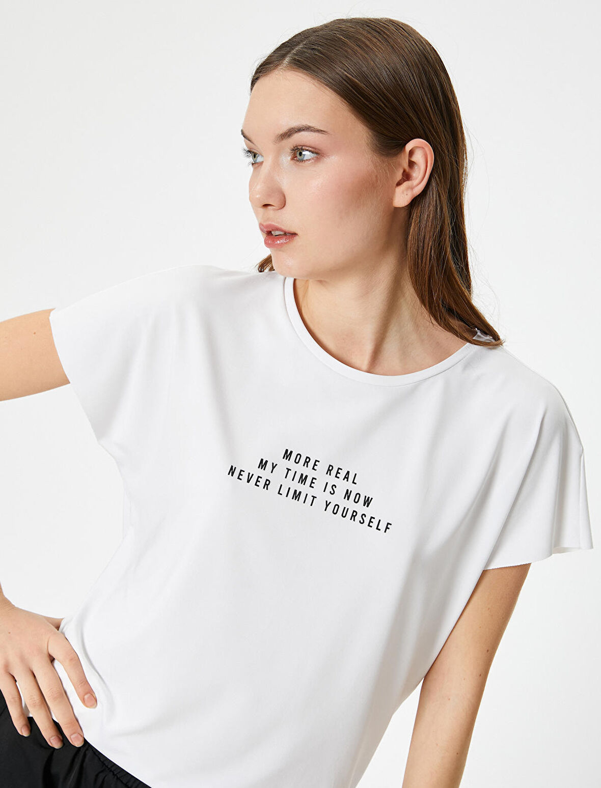 Baskılı Sport Tişört Kısa Kollu Bisiklet Yaka Rahat Kalıp