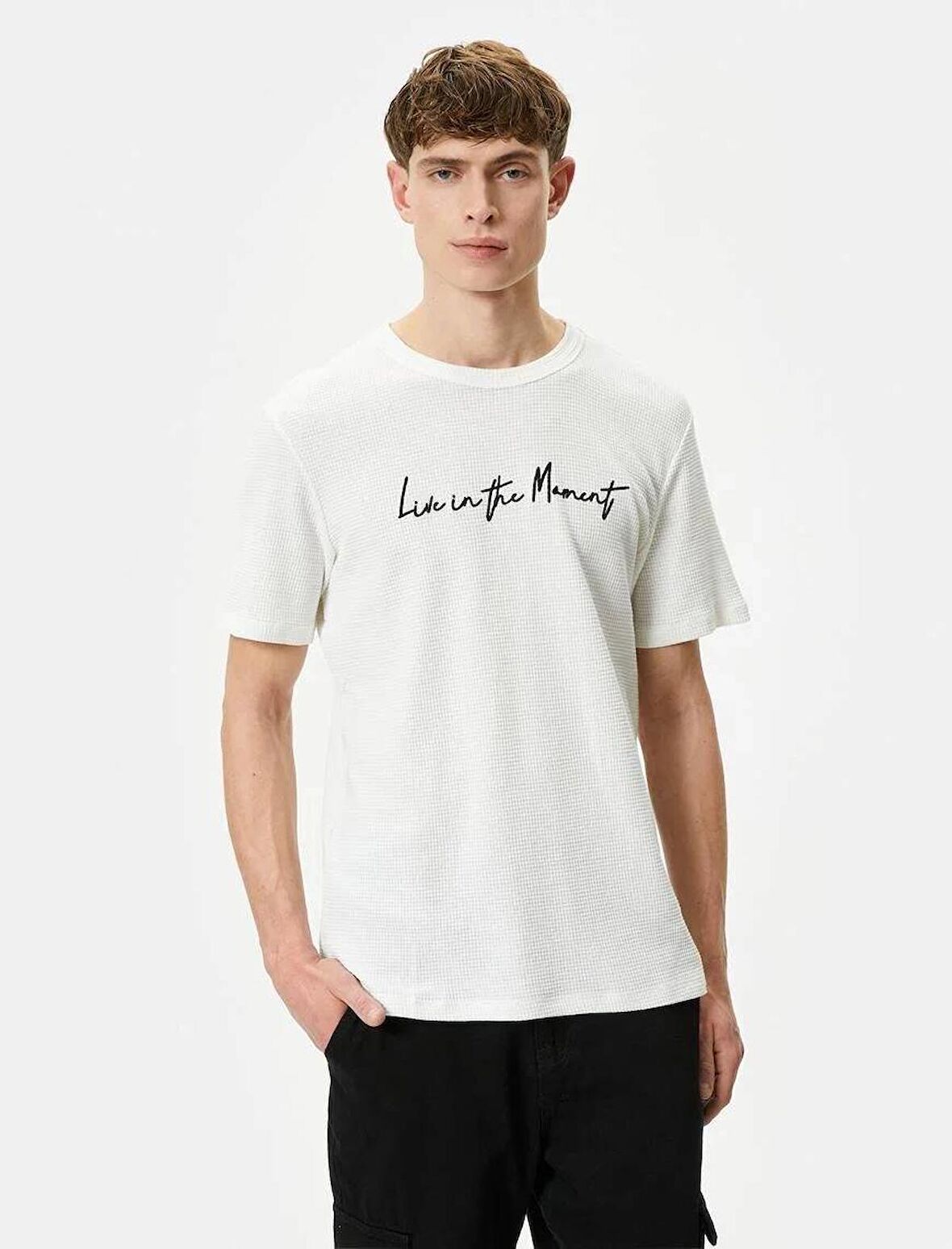 4SAM10043HK Koton Erkek T-shirt BEYAZ