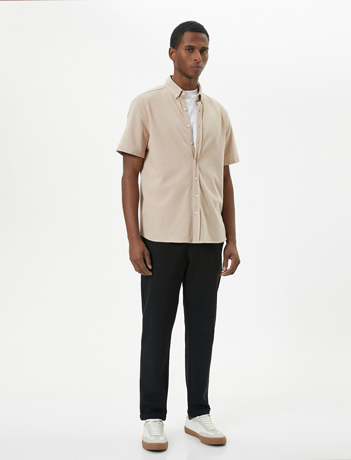 Kısa Kollu Gömlek Kalın Kumaş Klasik Yaka