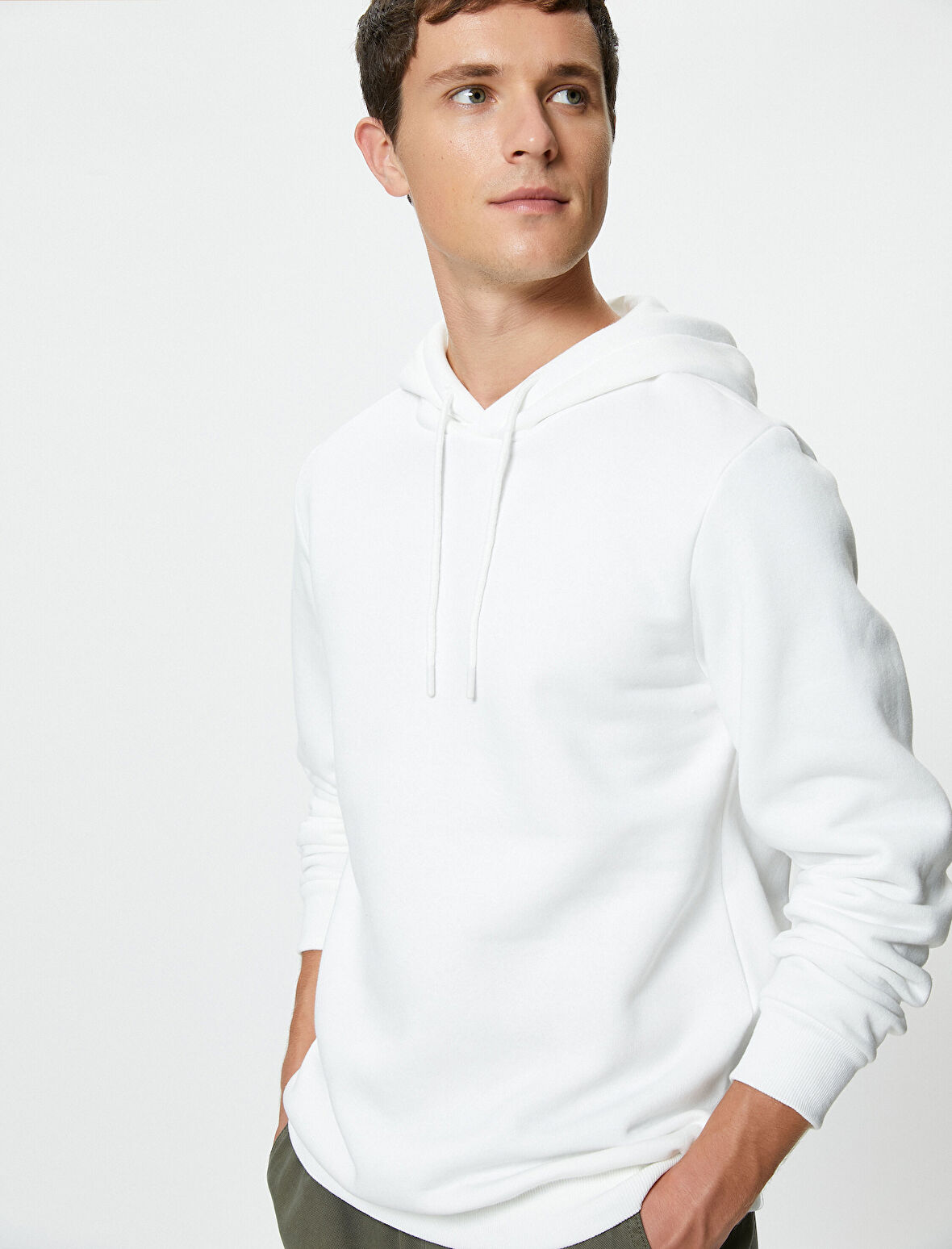 Basic Kapşonlu Sweatshirt Uzun Kollu Ribanalı