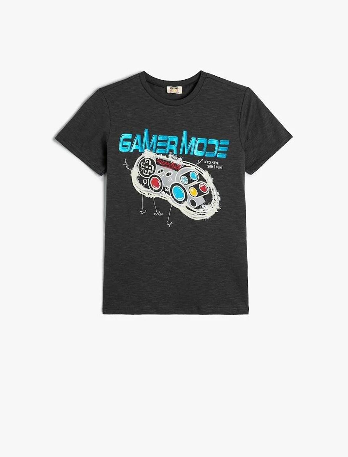 4SKB10075TK Koton Erkek Çocuk T-shirt ANTRASİT