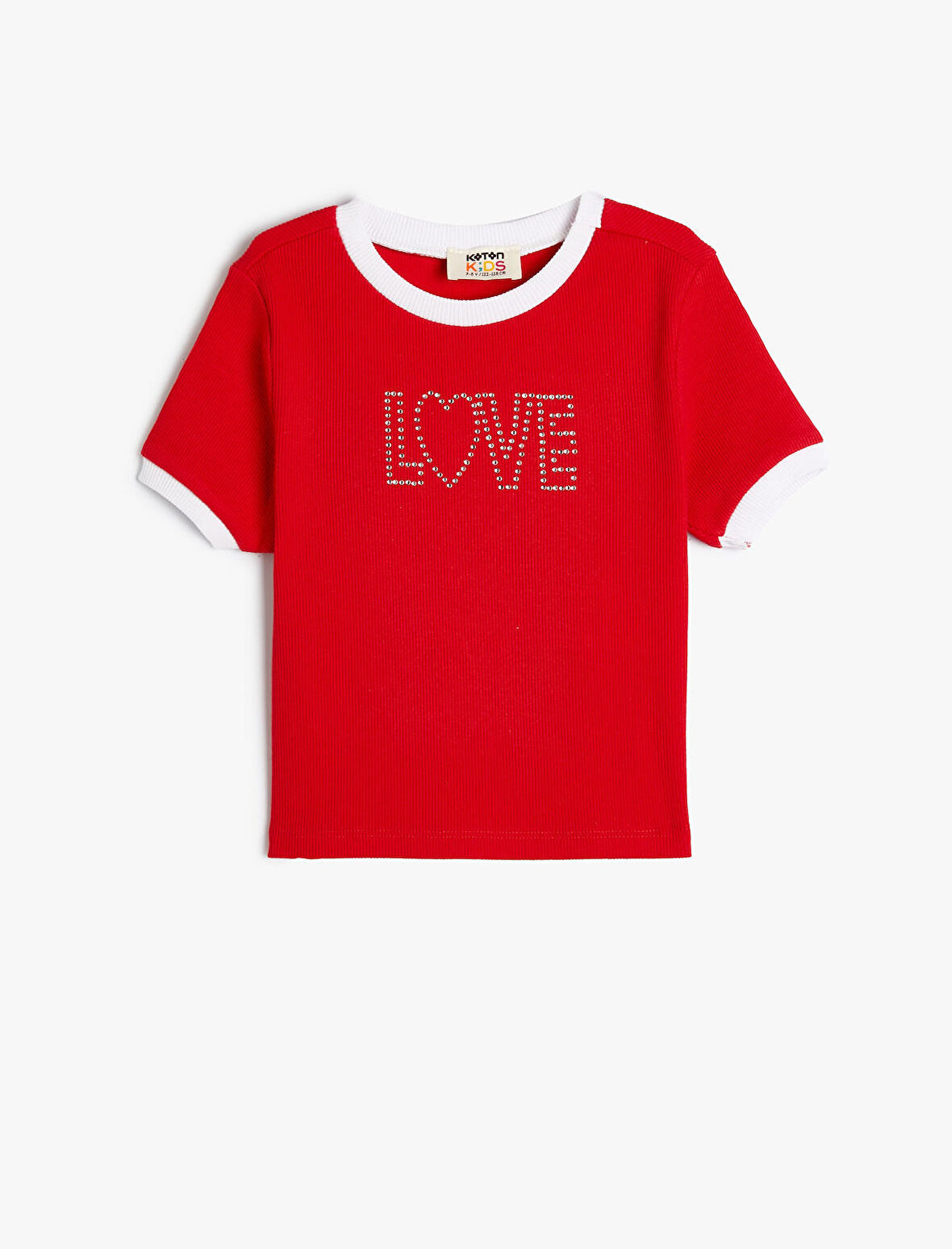 Crop Tişört Kısa Kollu Bisiklet Yaka Pullu Slogan Baskılı Pamuklu