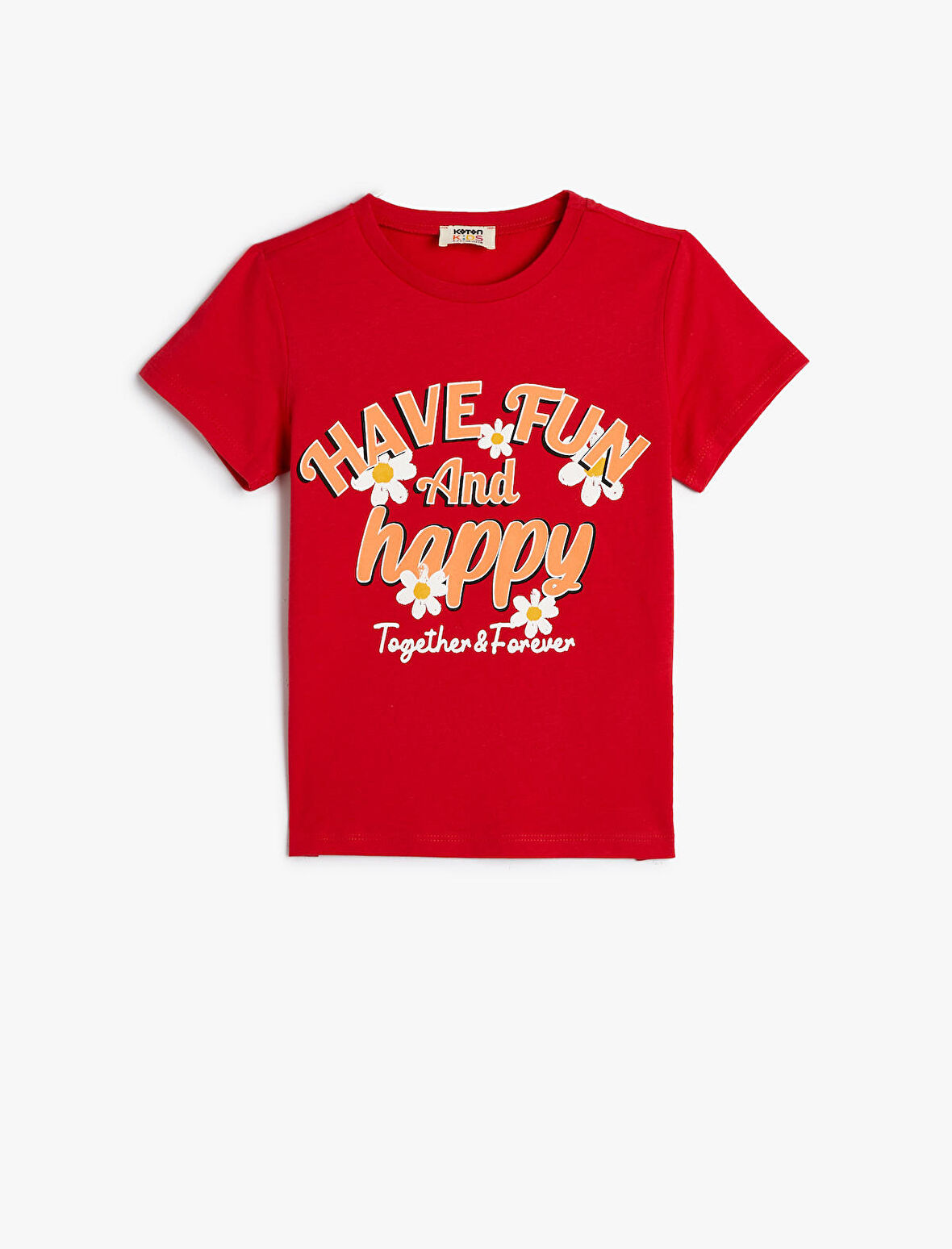 Tişört Slogan Baskılı Kısa Kollu Bisiklet Yaka Pamuklu