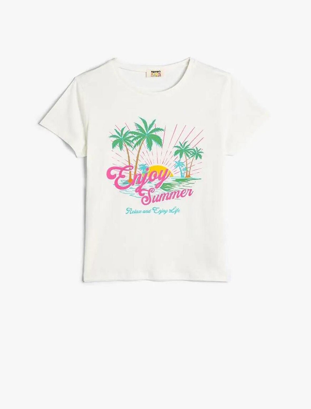 4SKG10112AK Koton Kız Çocuk T-shirt EKRU