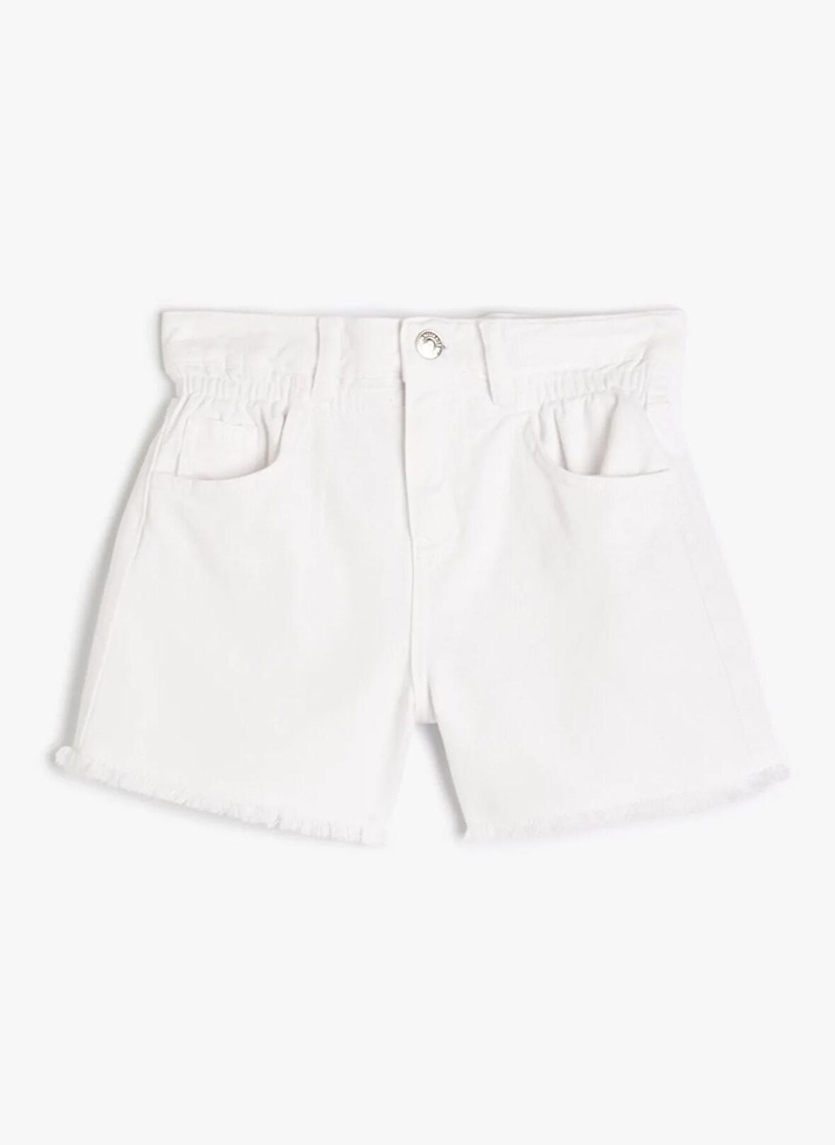 Koton Yüksek Bel Regular Fit Beyaz Kız Çocuk Şort 4SKG40020AD