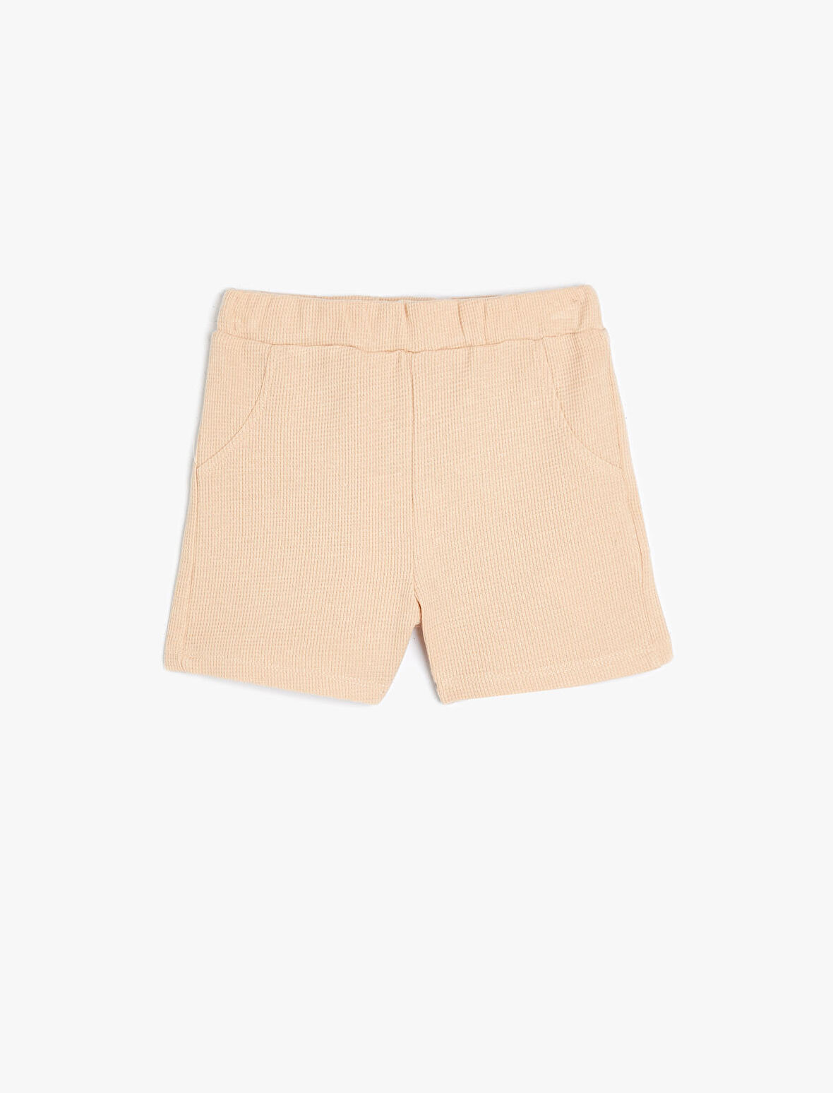 Basic Şort Dokulu Cepli Beli Lastikli