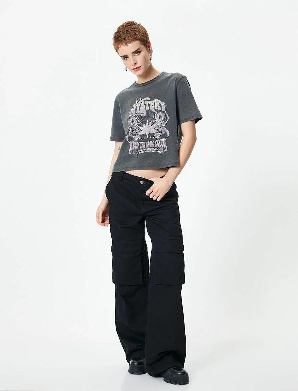 4SAL10084IK Koton Kadın T-shirt ANTRASİT