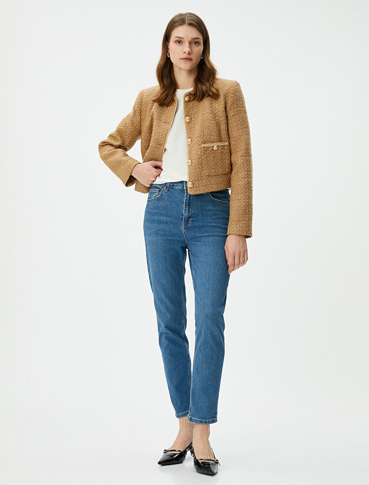 Yüksek Bel Jeans Rahat Kesim Hafif Dar Paça - Mom Jeans