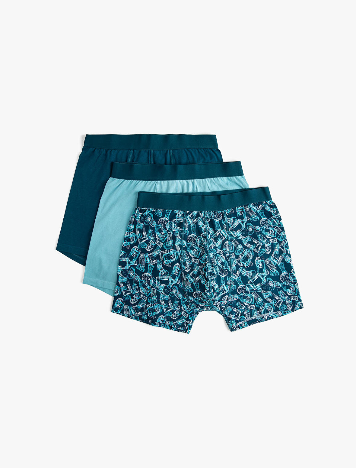 3'lü Boxer Seti Soyut Baskılı Çok Renkli