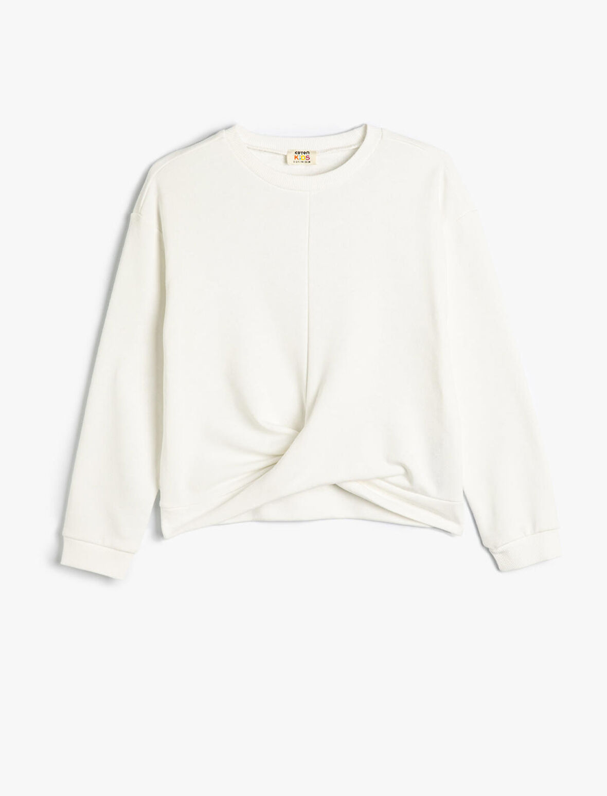 Basic Sweatshirt Uzun Kollu Bisiklet Yaka Düğüm Detaylı