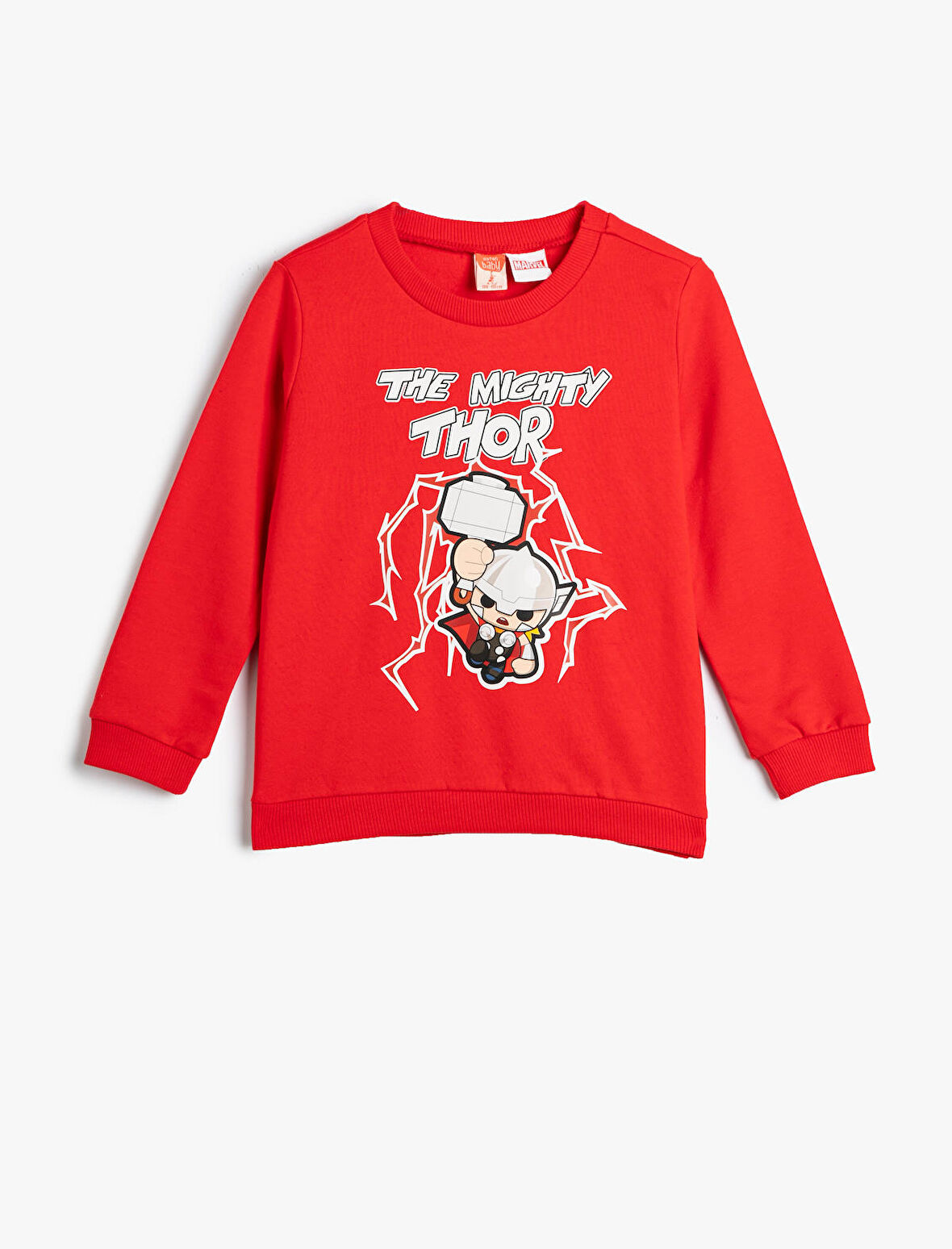 Thor Sweatshirt Lisanslı Uzun Kollu Bisiklet Yaka Pamuklu Şardonlu