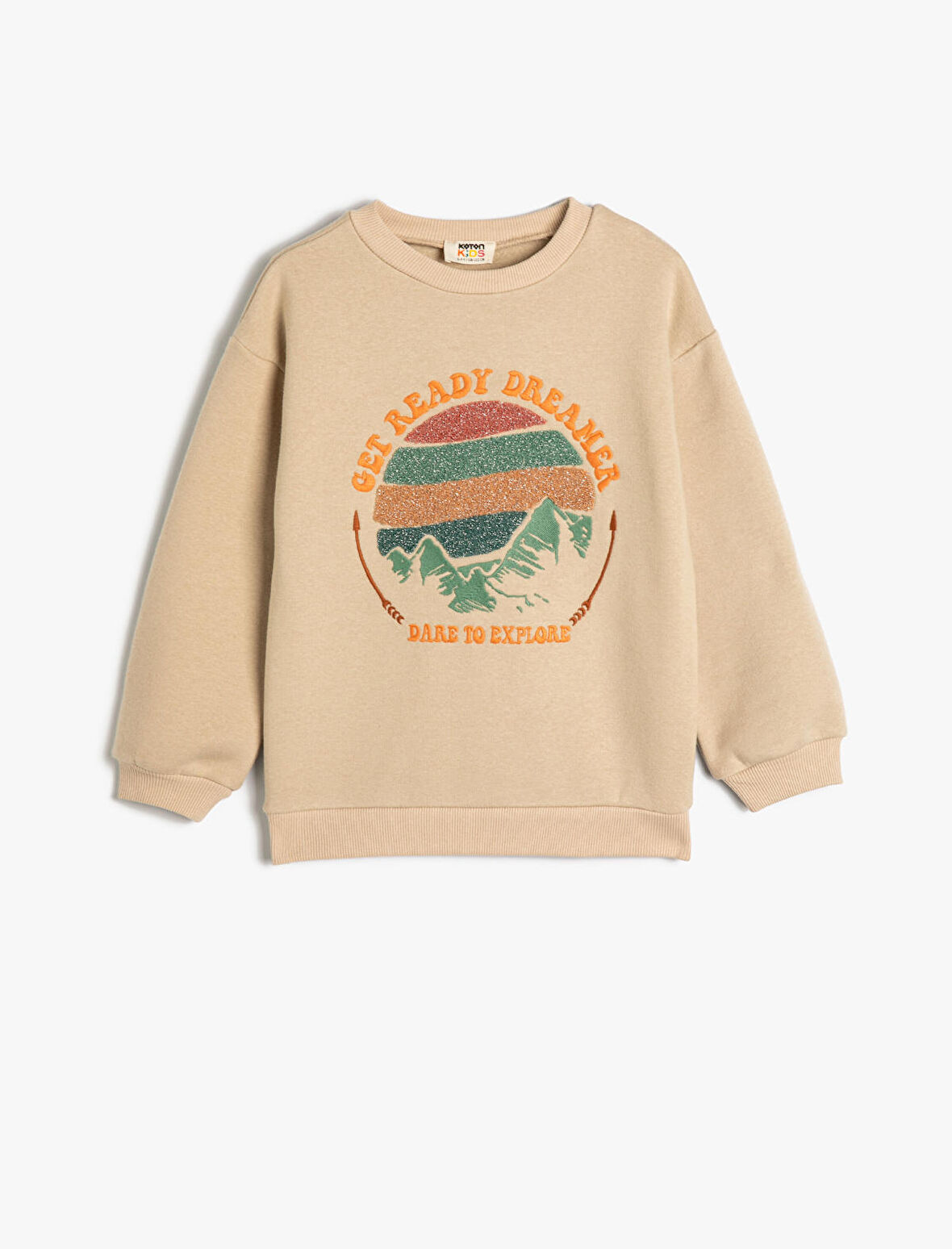 Sweat Uzun Kollu Bisiklet Yaka Doğa Temalı İşlemeli Şardonlu 