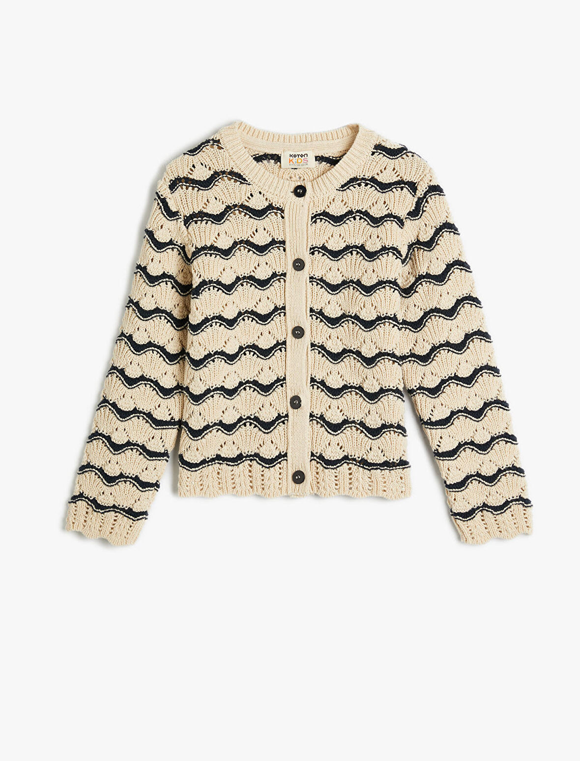 Ajurlu Hırka Yuvarlak Yaka Uzun Kollu 