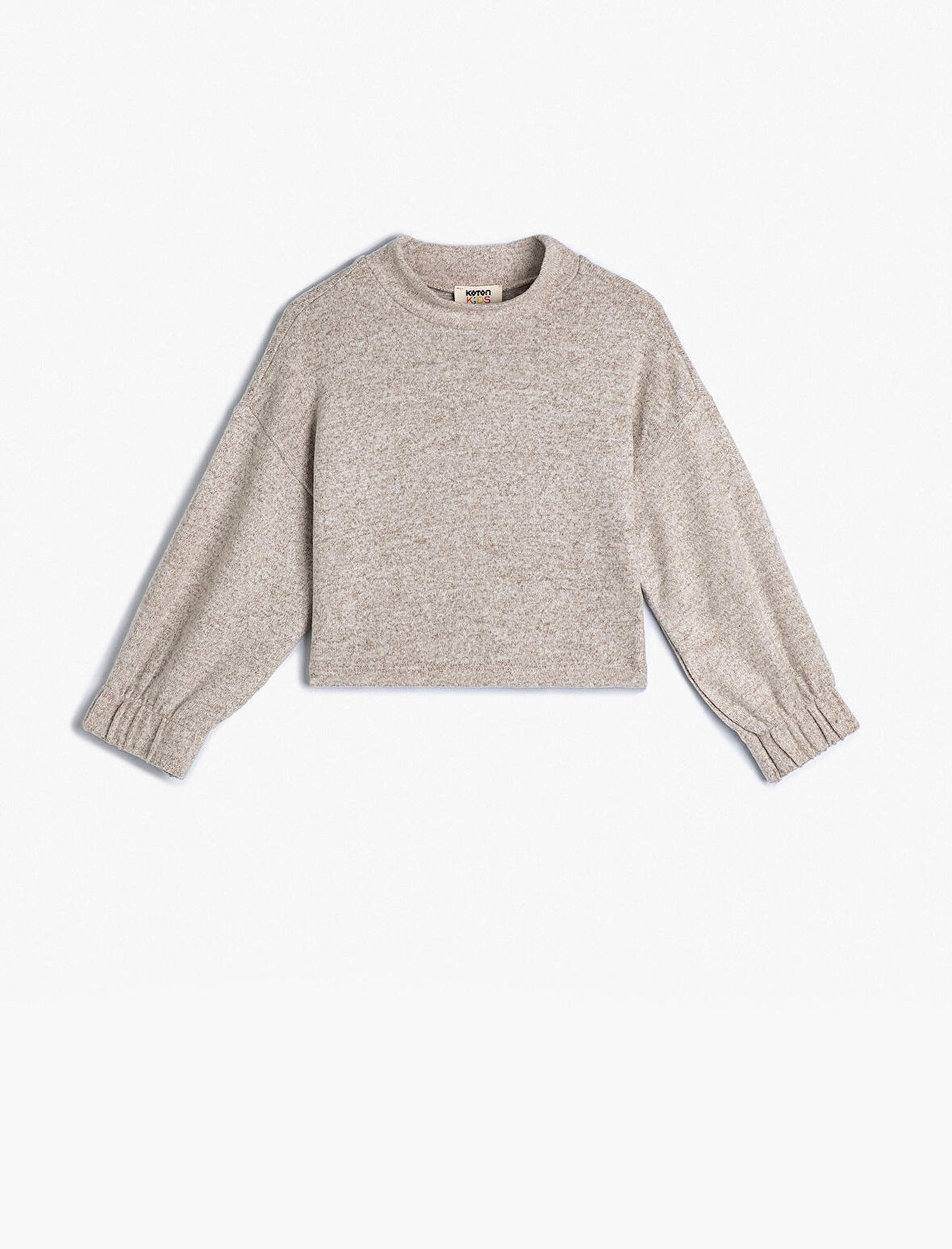 Basic Sweat Bisiklet Yaka Uzun Kollu Yumuşak Dokulu Manşetleri Lastikli 