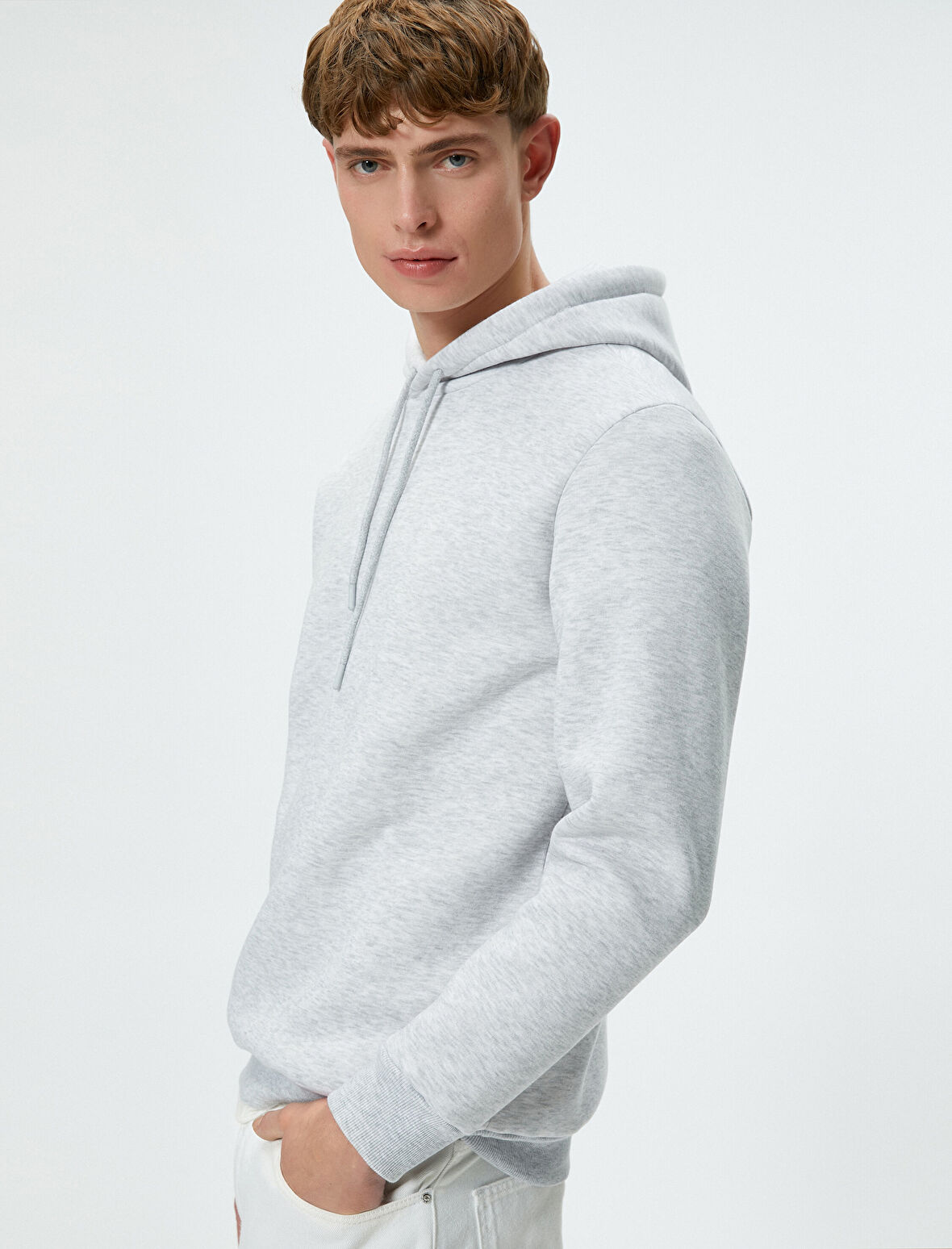 Basic Kapşonlu Sweatshirt Uzun Kollu Ribanalı