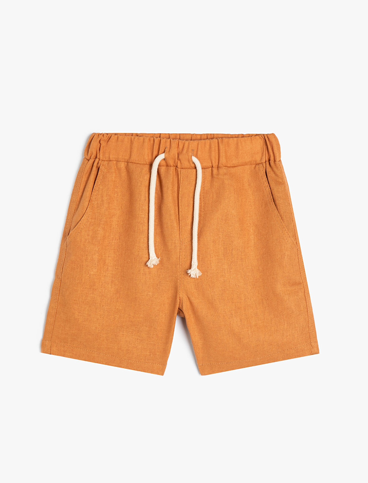 Basic Keten Şort Beli Bağlamalı Cepli
