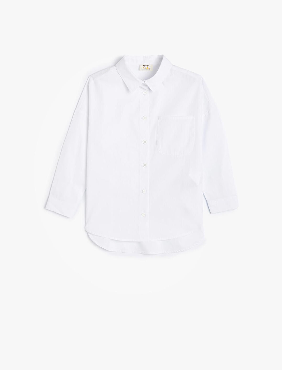 Oversize Gömlek Tek Cepli Uzun Kollu Pamuklu