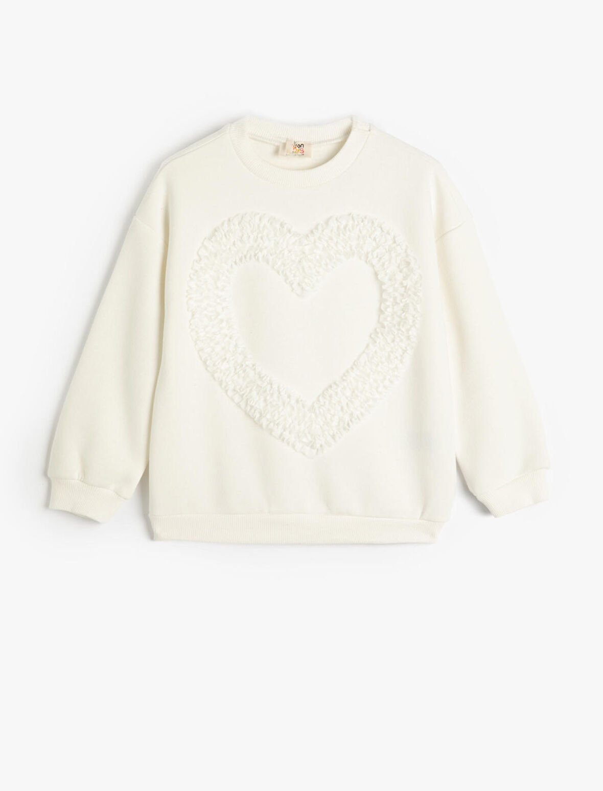 Sweatshirt Bisiklet Yaka Uzun Kollu Kalp Aplikeli 