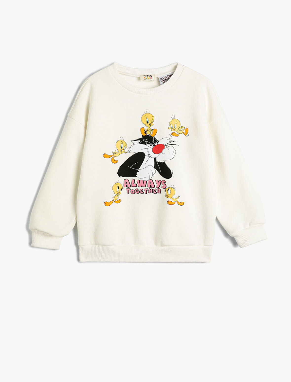 Sweatshirt Looney Tunes Baskılı Lisanslı Uzun Kollu Bisiklet Yaka Şardonlu