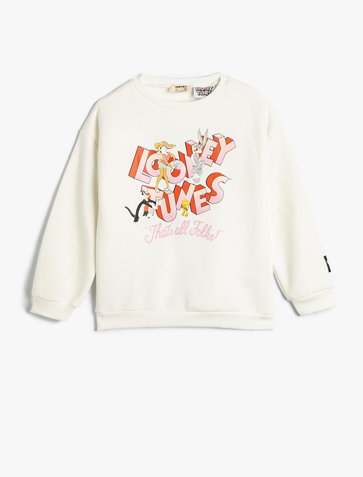 Sweatshirt Looney Tunes Baskılı Lisanslı Uzun Kollu Bisiklet Yaka Şardonlu