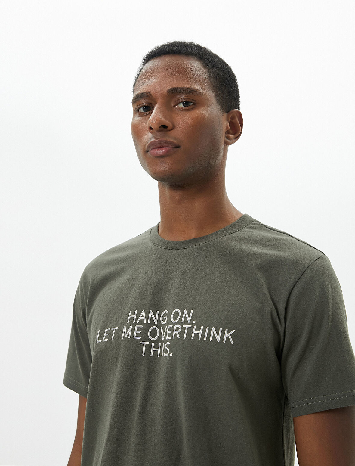 Slogan Baskılı Tişört Slim Fit Bisiklet Yaka Kısa Kollu Pamuklu