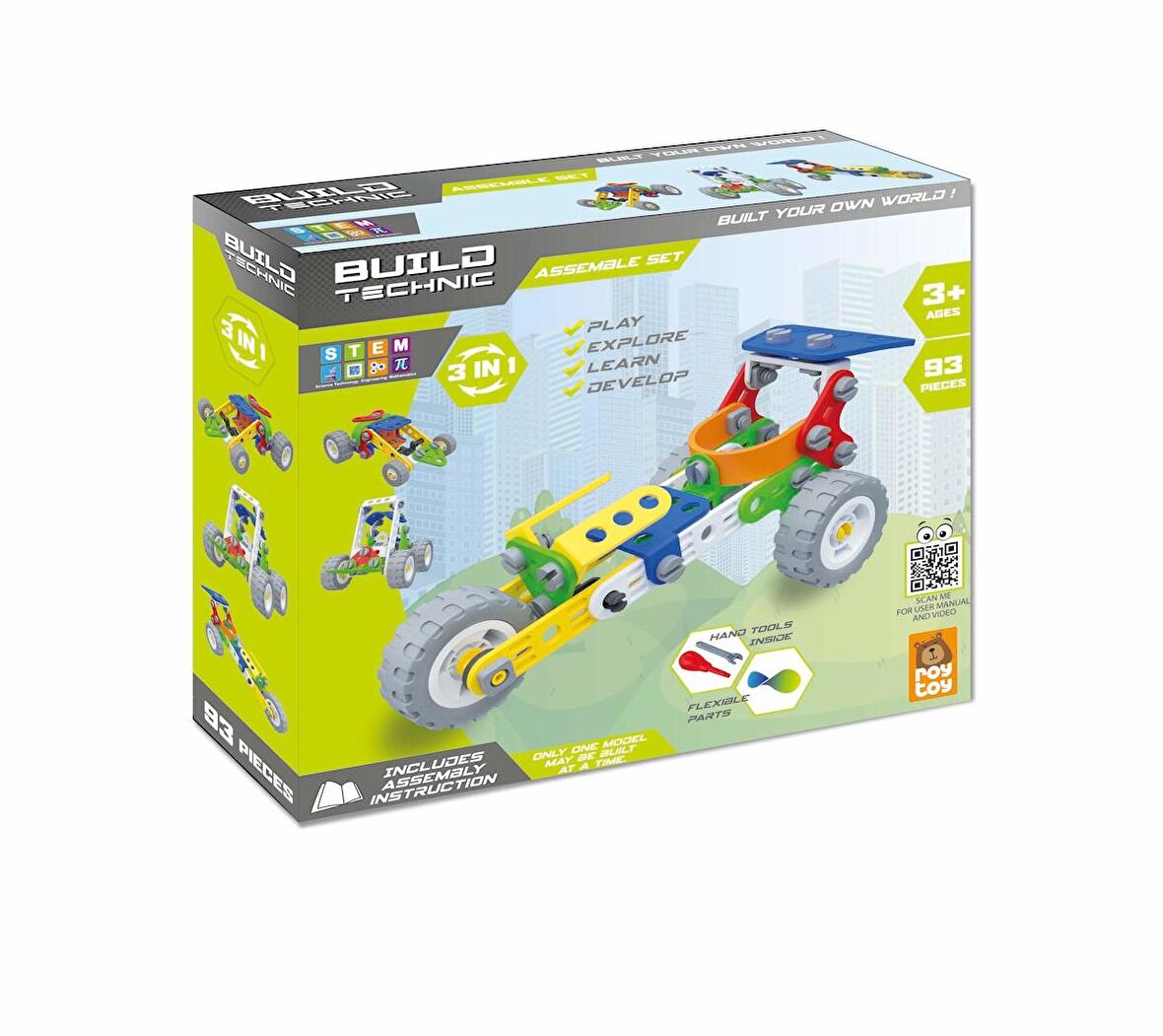 RoyToy Sök Tak Araçlar - 3in1 Set (93 Parça)