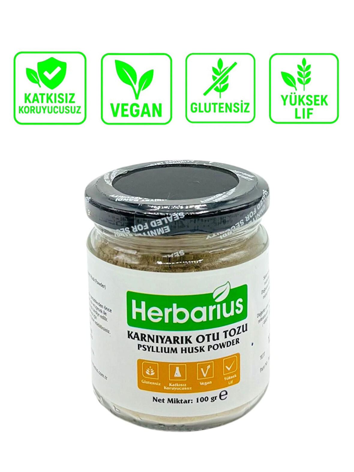 Herbarius Karnıyarık Otu Tozu 100 gr (Psyllium Husk Powder 100 gr)