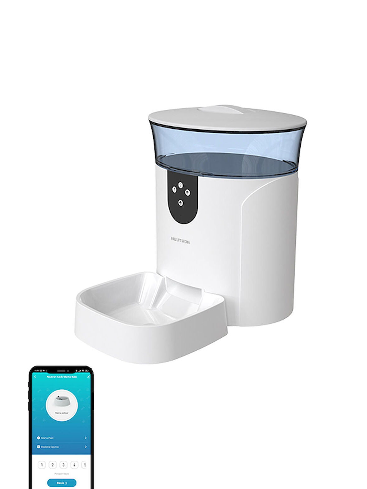 Ses Kontrollü Wifi Destekli Akıllı Mama Kabı 7 Litre - Smart Pet Feeder- APP ile kontrol