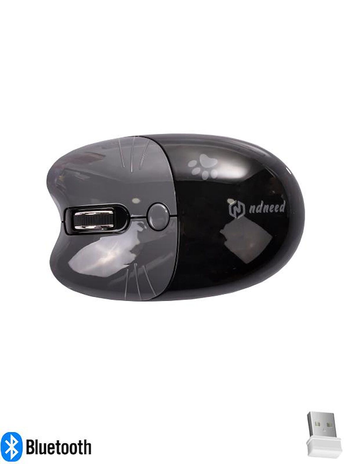 Sevimli Kedi Kablosuz Siyah Mouse Bluetooth + 2.4G Dual Mode