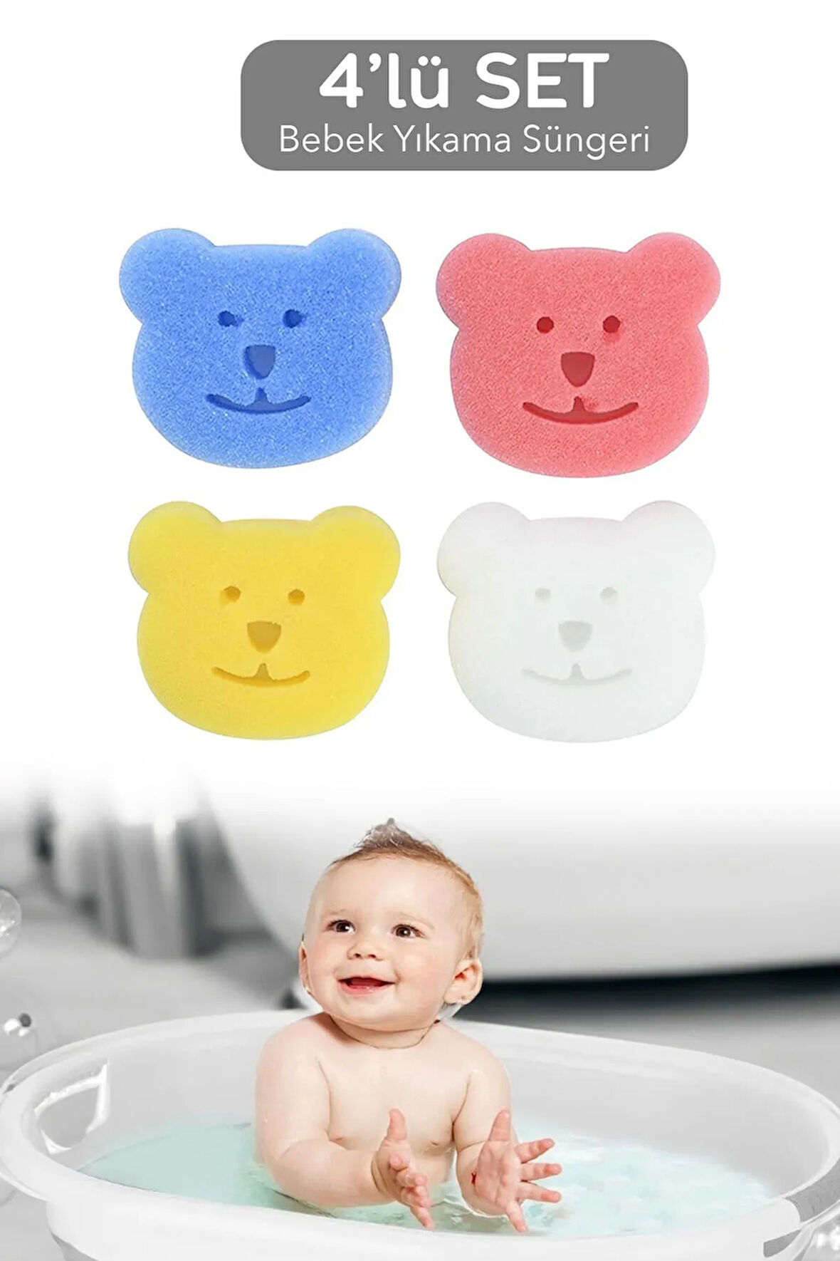 Bebek Ayıcık Banyo Süngeri 4'lü Paket