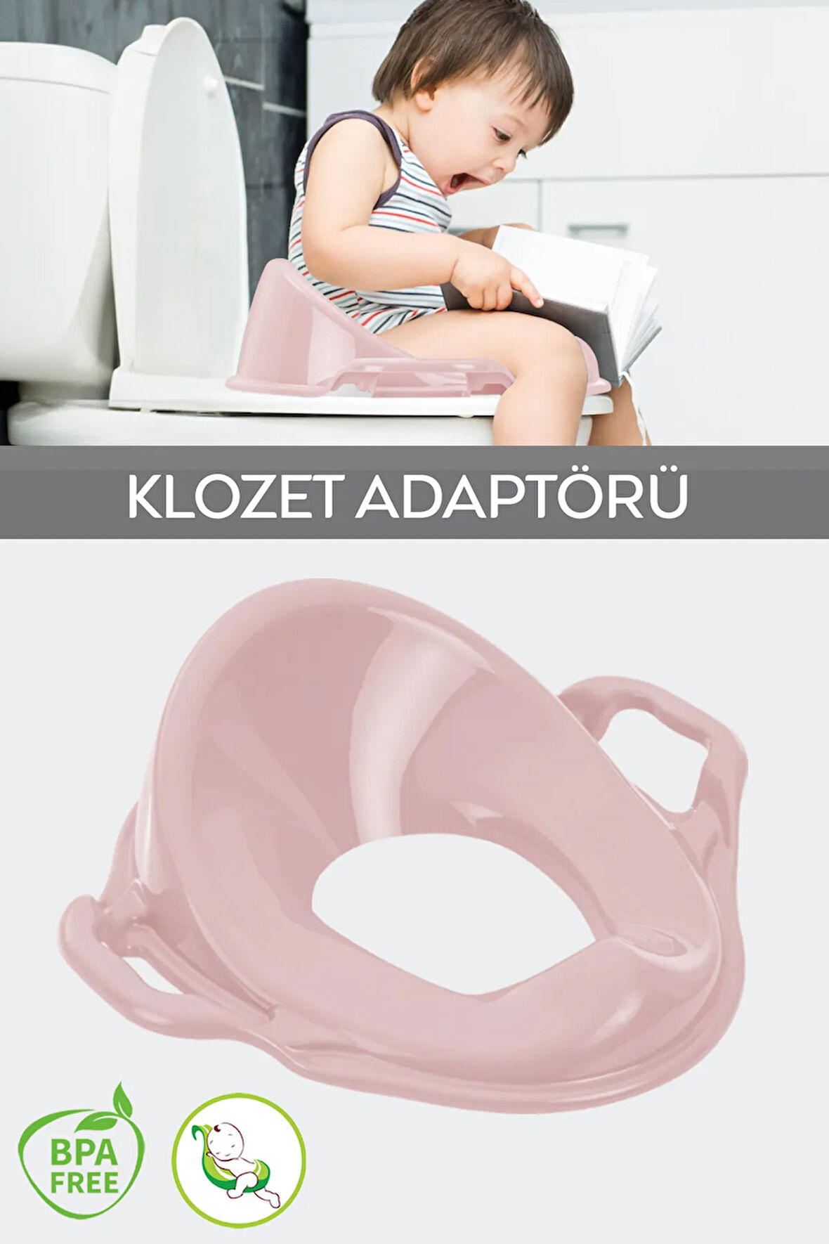 Unisex Çocuk Kulplu Klozet Kapağı Adaptörü - Tuvalet Eğitimi Alıştırma Oturağı - Mavi