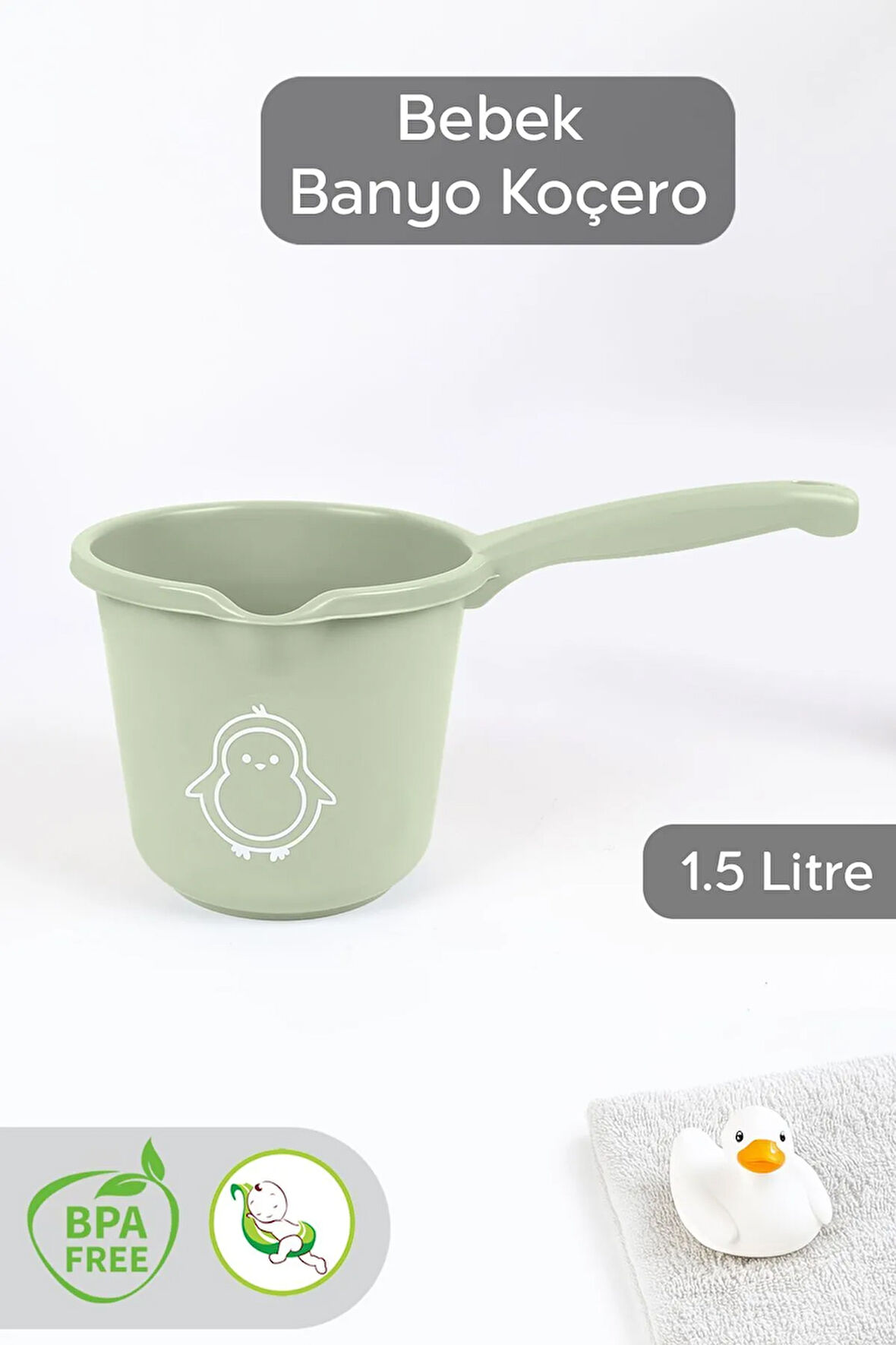 Bebek Banyo Maşrapası - Figürlü Maşrapa - 1,5 Lt Koçero - Yeşil