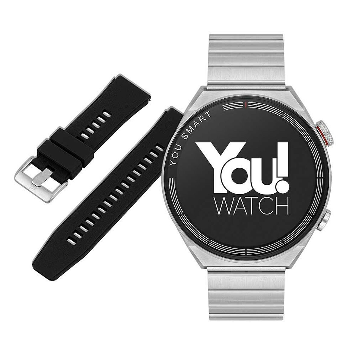 You Watch R13-Ar131 You Smart Silver Metal & Black Silicon Unisex Kol Saati