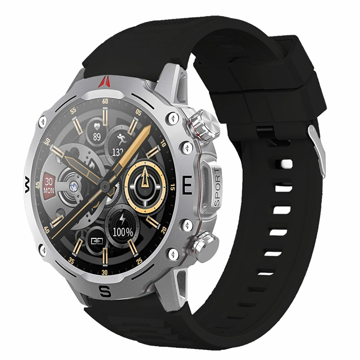 You Watch R15-Ar156 You Smart Silver Metal & Black Silicon Unisex Kol Saati