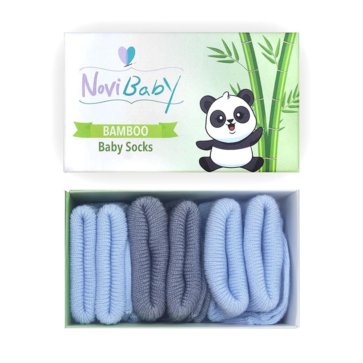 Novibaby 3'lü Bambu Yenidoğan Bebek Çorabı I Blue Stone I 0-6 ay 