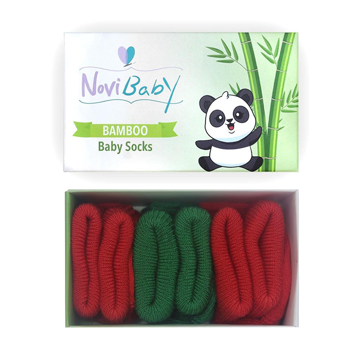 Novibaby 3'lü Bambu Yenidoğan Bebek Çorabı I Christmas I 0-6 ay 