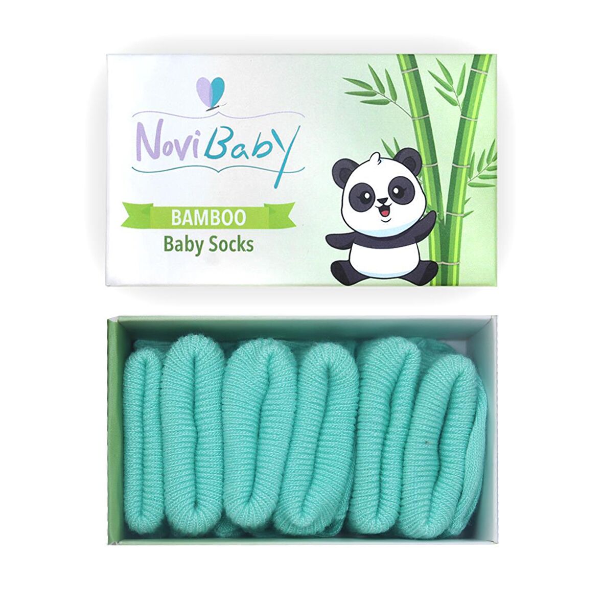 Novibaby 3'lü Bambu Yenidoğan Bebek Çorabı I Sea Green I 0-6 ay 