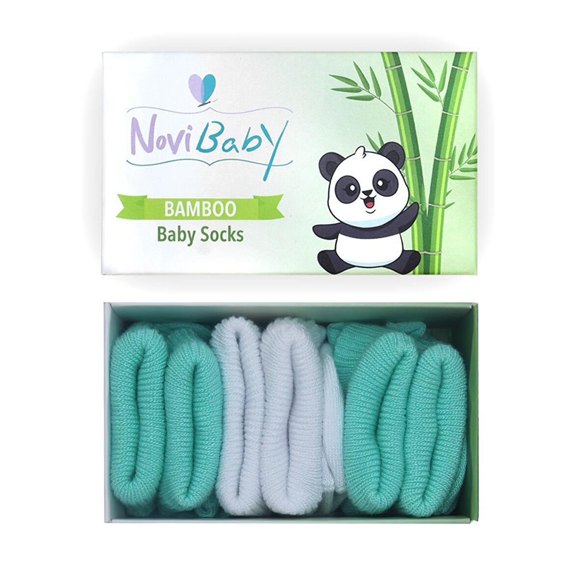 Novibaby 3'lü Bambu Yenidoğan Bebek Çorabı I Minty I 0-6 ay 