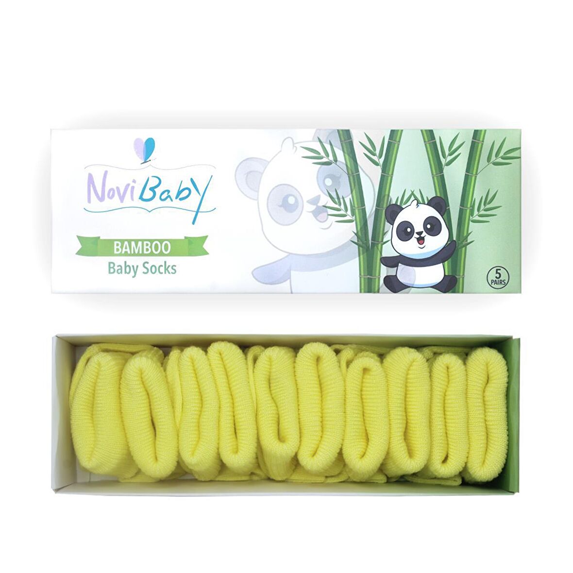 Novibaby 5'li Bambu Yenidoğan Bebek Çorabı I Lemon I 0-6 ay 