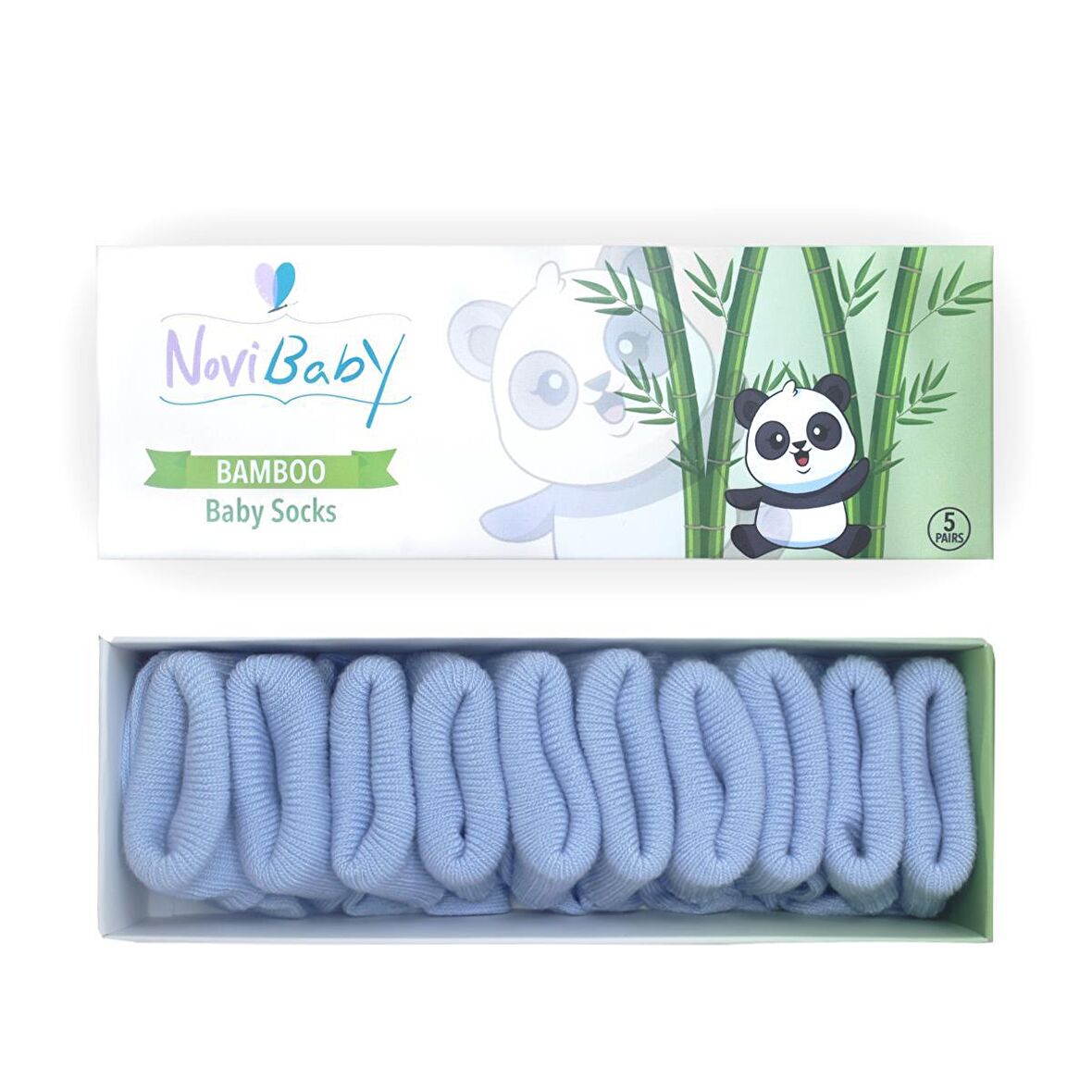 Novibaby 5'li Bambu Yenidoğan Bebek Çorabı I Dusty Blue I 0-6 ay 