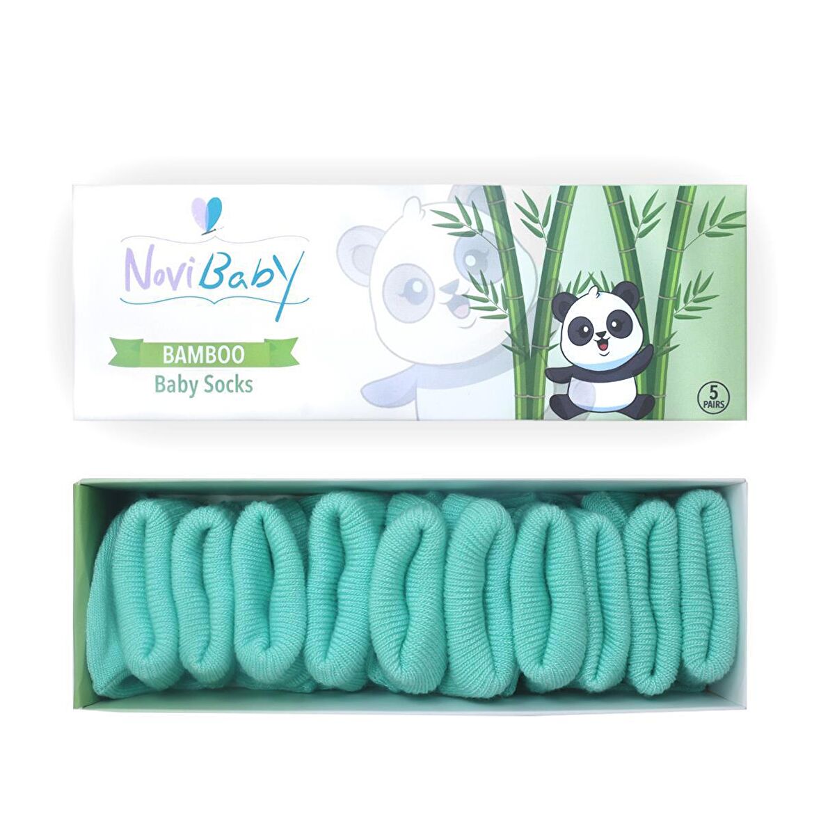 Novibaby 5'li Bambu Yenidoğan Bebek Çorap I Sea Green I 0-6 ay