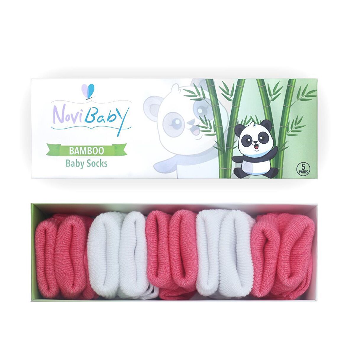 Novibaby 5'li Bambu Yenidoğan Bebek Çorabı I Coral I 0-6 ay 