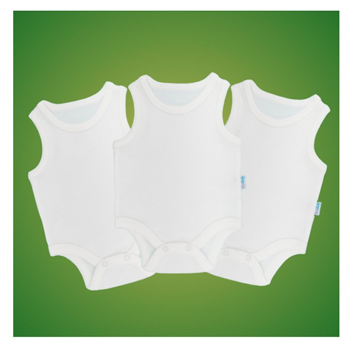 Novibaby 3'lü 3-6 Ay Bebek Atlet Body Zıbın Beyaz Çıtçıtlı 100% Pamuk 