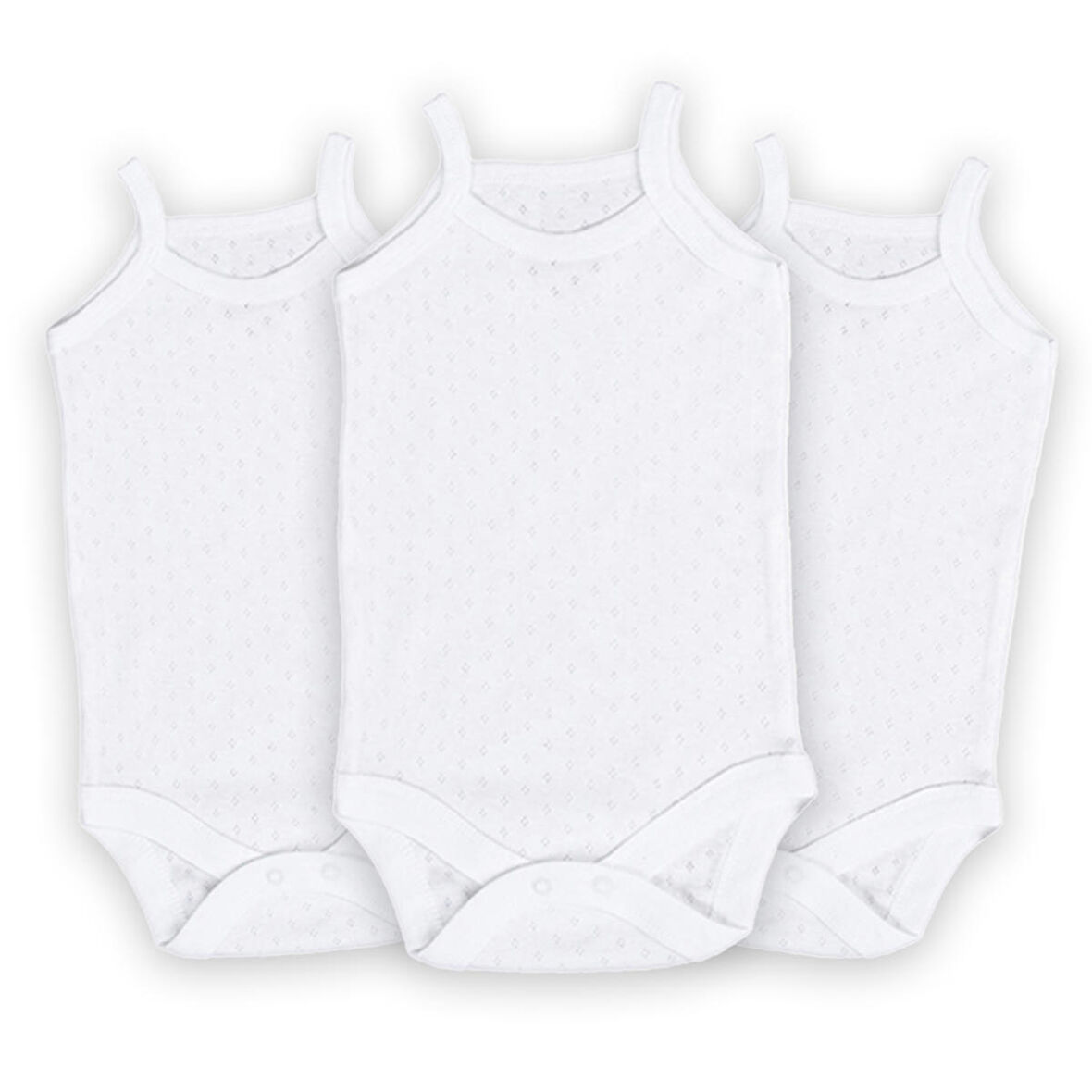 Novibaby 3'lü 0-3 Ay Jakarlı İp Askılı Beyaz Bebek Atlet Body Zıbın Çıtçıtlı 100% Pamuk 