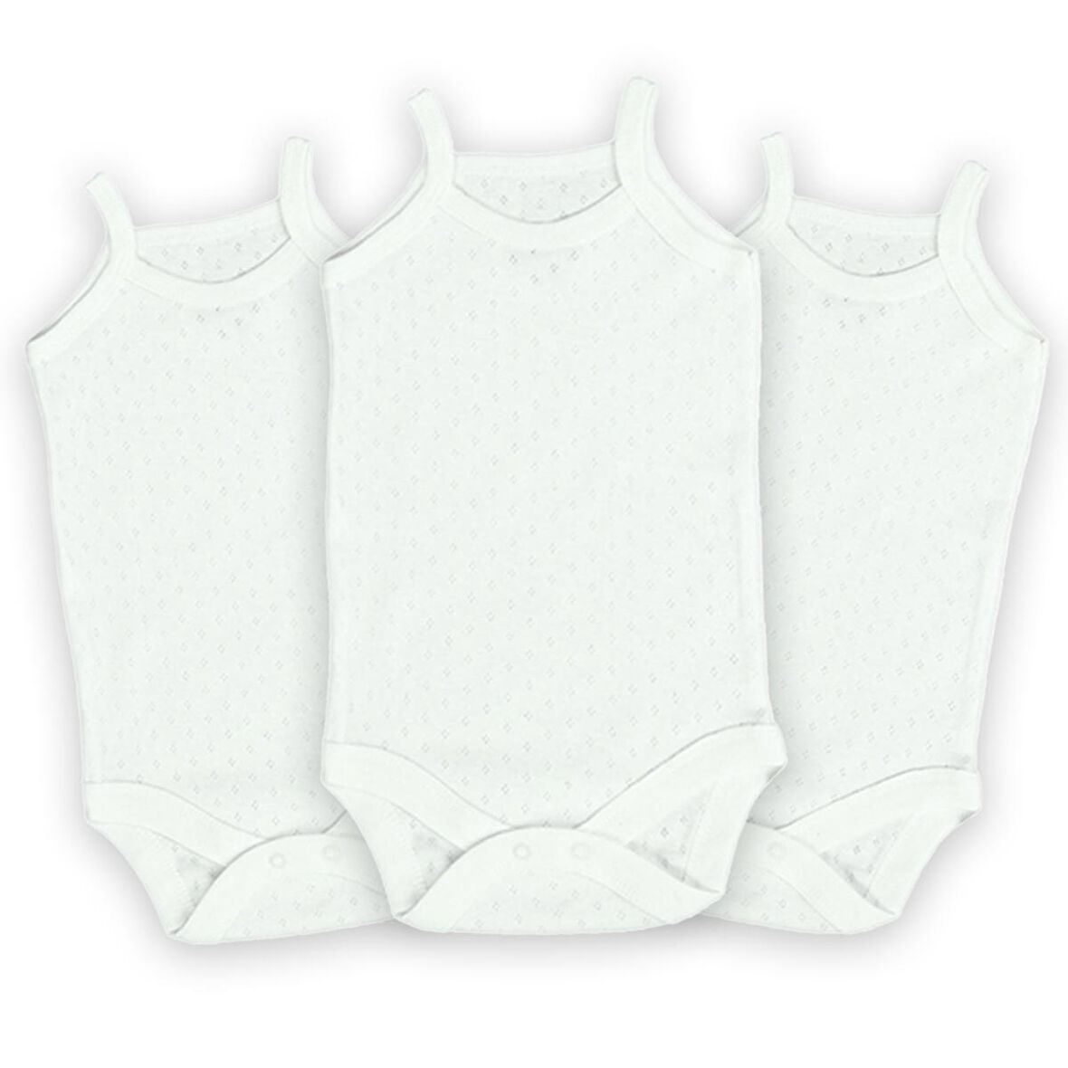 Novibaby 3'lü 0-3 Ay Jakarlı İp Askılı Ekru Bebek Atlet Body Zıbın Çıtçıtlı 100% Pamuk 