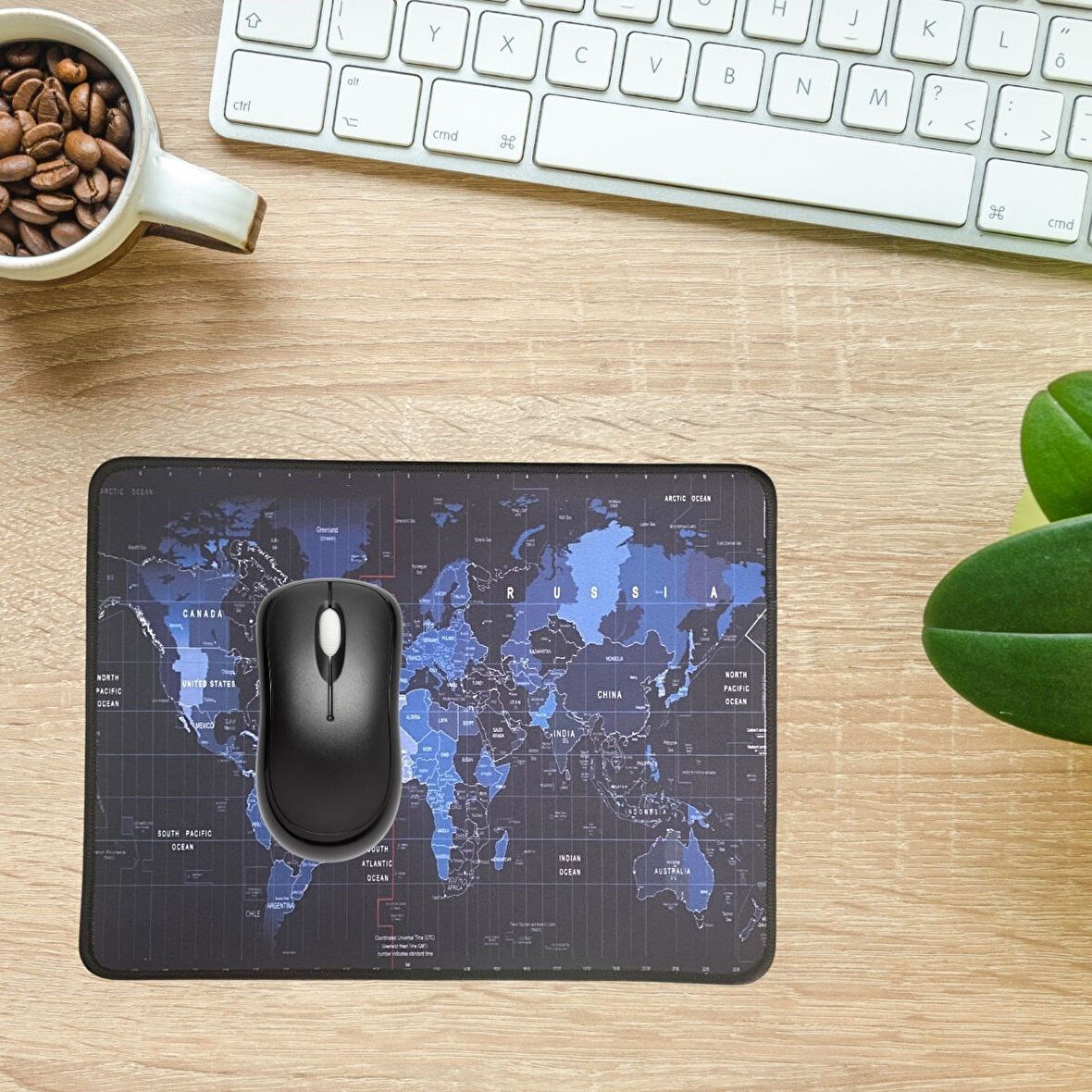 BUFFER® 25x32 cm Küçük Boy Mouse Pad Dünya Haritası